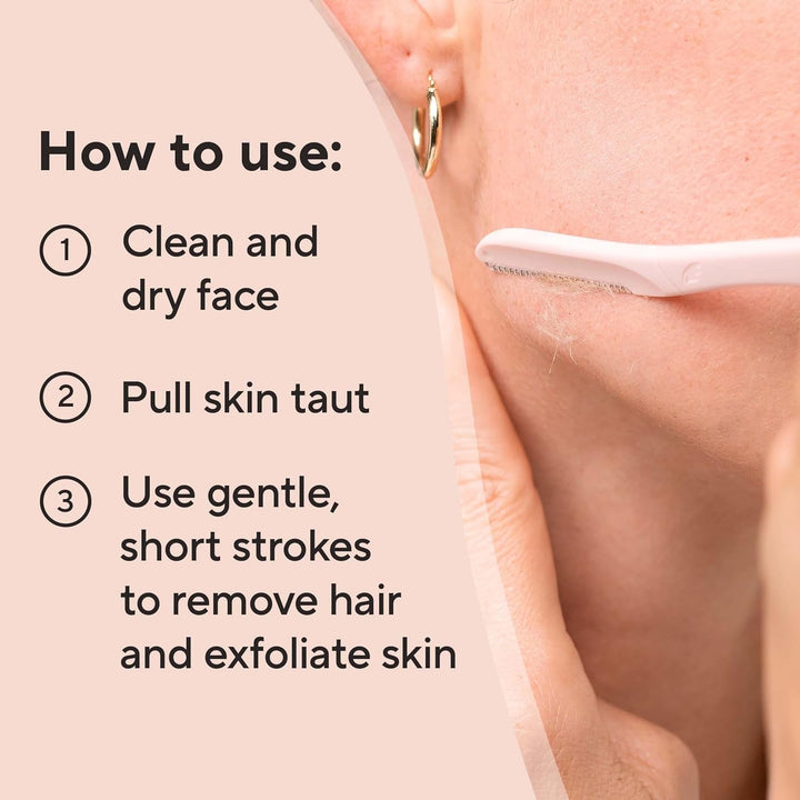 Dermaplane Facial Exfoliator and Hair Remover, Facial Hair Removal for Women, 6 Count