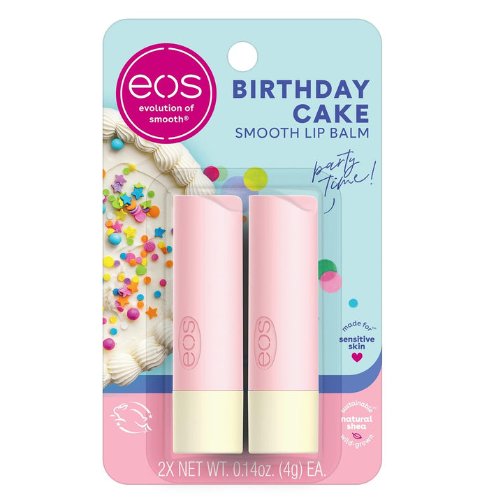 Natural Shea Lip Balm- Birthday Cake, All-Day Moisture Lip Care Products, 0.14 Oz