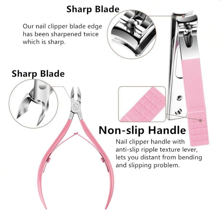 Nail Clippers Set Women Manicure Kit Nail Cuticle Kit with Nail Clippers Nail Cuticle Trimmer Pusher Glass Nail File Nail and Cuticle Care Kit Travel Nail Set Manicure Tools Cuticle Set with Case