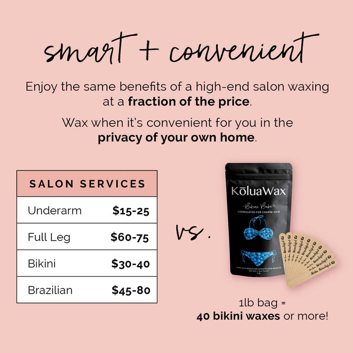 Hard Wax Beads for Hair Removal – Coarse Hair Formula – Face, Brazilian, Underarms, Back Chest, Bikini Waxing – Sea Salt & Surf, 1Lb Refill for Wax Warmers & 10 Large Applicator Sticks