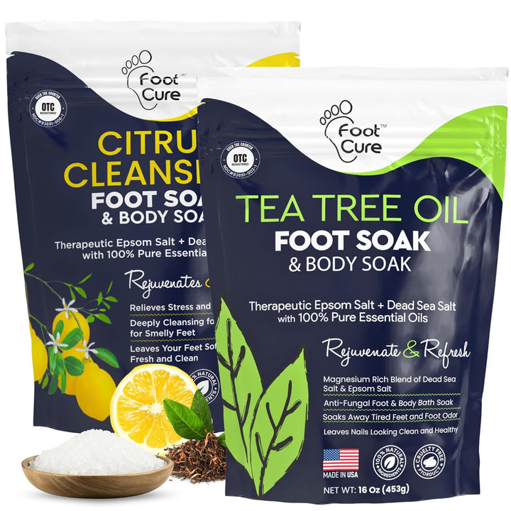 Tea Tree Oil Foot Soak with Epsom Salt - for Toenail Repair, Athletes Foot, Softens Calluses, Soothes Sore & Tired Feet, Nail Discoloration, Odor Scent, Spa Pedicure Care - Made in USA 16 Oz