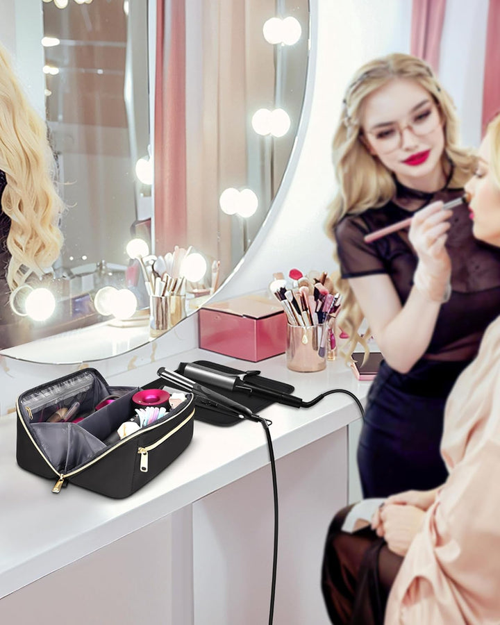 Hot Hair Tools Travel Bag with Separate Heat Resistant Mat, Large Capacity Wide-Open Pouch, Hair Accessories Organizer for Flat Irons, Straighteners, Curling Iron,Travel Essentials for Women