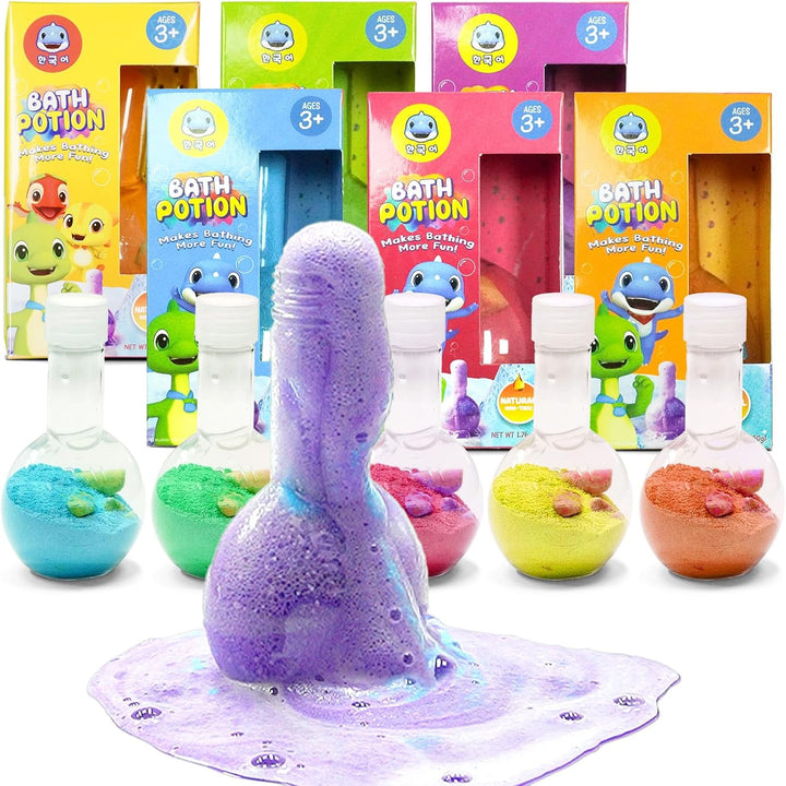 Bath Toys for Kids Potion,  6 Pack Bath Bombs Fun Time Bathtub Colorful Bubble Foam Boys Girls with Indoor Outdoor Scientific Soap Magical Nontoxic Fizzes Eruption Age 4-8 Years Old Toddler