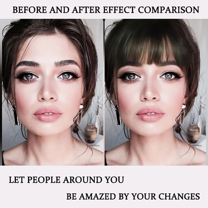 Clip in Bangs Real Human Hair Clip on Wispy Bangs Fringe with Temples Hairpieces Fake Front Bangs Extensions for Women Dark Brown Color