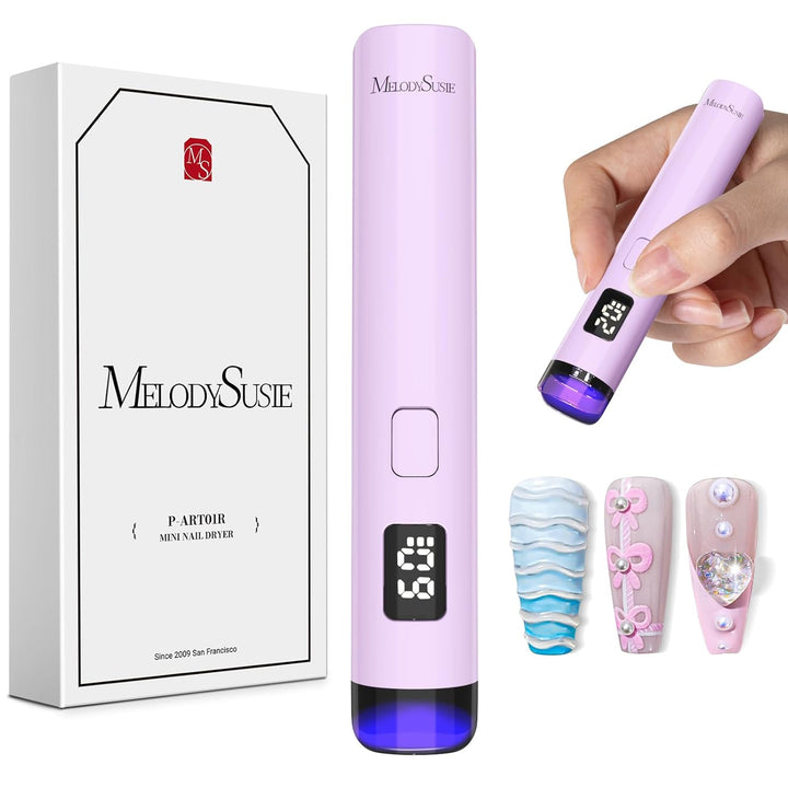 Handheld UV Light for Gel Nails, ART01R Cordless Gel X Nail Lamp Rechargeable with LCD Display, Eye-Protective Cover Flash Cure Nail Dryer for Rhinestone Glue Decoration DIY at Home White