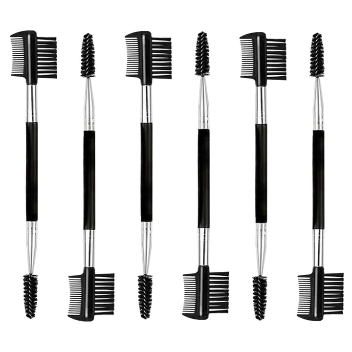 2PCS Eyebrow Eyelash Brush 3 Head Eyelash Comb Double Head Brush Makeup Grooming Tool Cosmetic (Black)