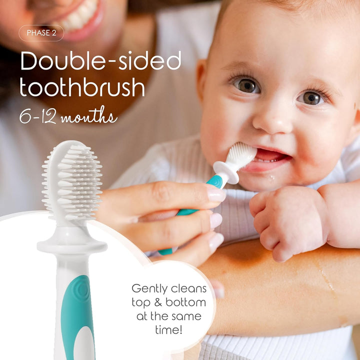 Baby Toothbrush & Toddler Toothbrush Set (0-2 Years) - Bpa-Free & Safety-Tested, 2023 Award Winner, Food-Grade Silicone (Teal)