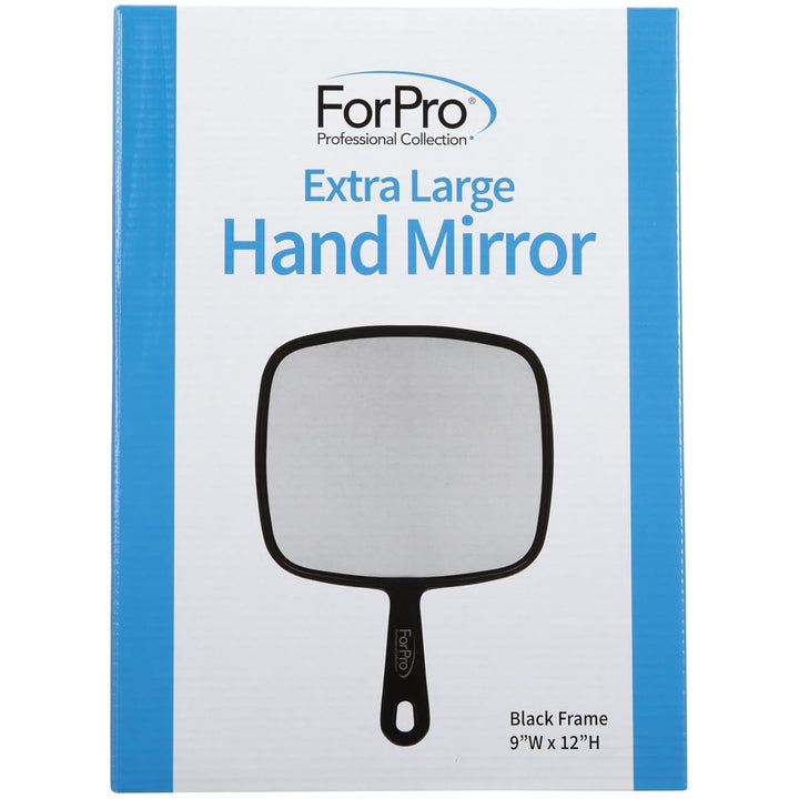 Extra Large Hand Mirror with Handle, 9" W X 12" L, Multi-Purpose Handheld Mirror with Distortion-Free Reflection, Black