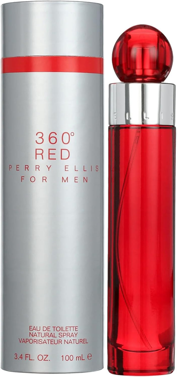 360° Red Eau De Toilette Spray for Men - Mens Cologne, Long Lasting Perfume, EDT, Fragrance with Notes of Clove, Cinnamon & Patchouli - 3.4 Fl Oz (100 Ml)