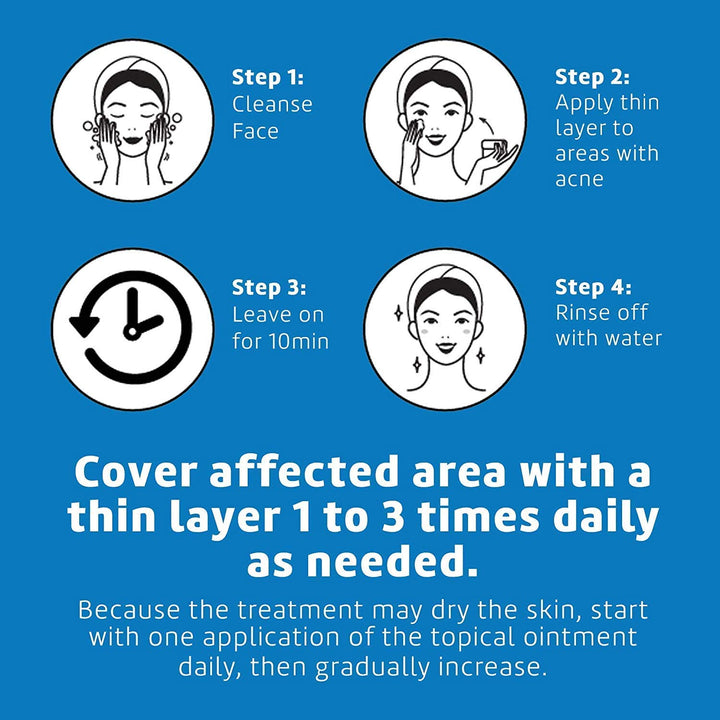 10% Sulfur Ointment - Cystic Acne Treatment for Face and Body - Daily 10 Min Spot Treatment Mask - Safe and Effective Game Changing Hormonal Acne Treatment That Clears up Pimples - 2.6 Oz