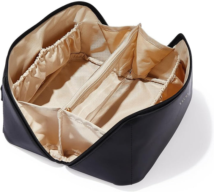 Travel Makeup Bag,Large Capacity Cosmetic Bags for Women,Waterproof Portable Pouch Open Flat Toiletry Bag Pattern Makeup Bag