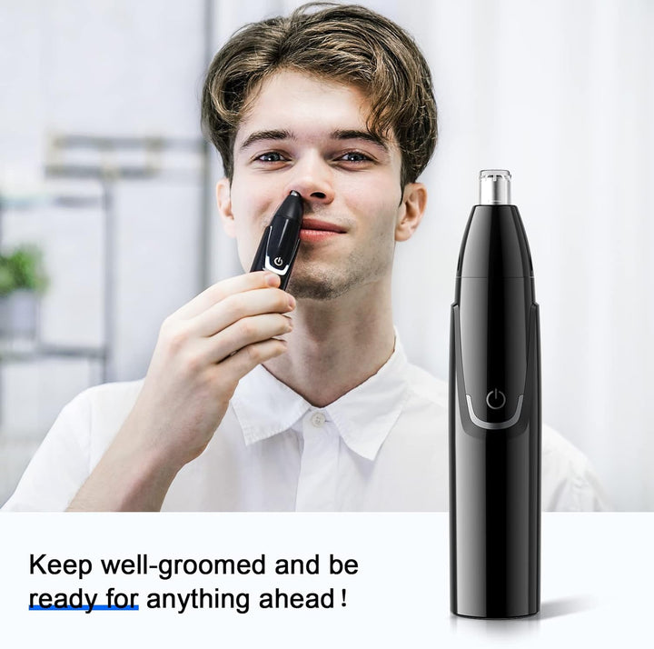 Rechargeable Ear and Nose Hair Trimmer - 2025 Professional Painless Eyebrow & Facial Hair Trimmer for Men Women, Powerful Motor and Dual-Edge Blades for Smoother Cutting Black