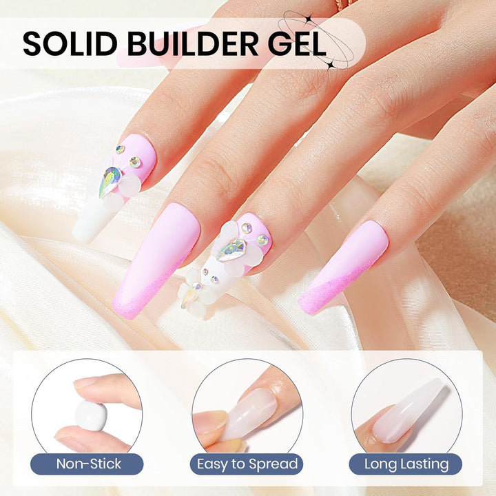 Solid Sculpture Builder Gel, 3D Nail Gel White Non-Stick Hand Nail Extension Gel for Carving Patterns Decoration Nail Art Emboss Hard Gel for Nails Mnicure DIY at Home 14G(0.49 Oz)