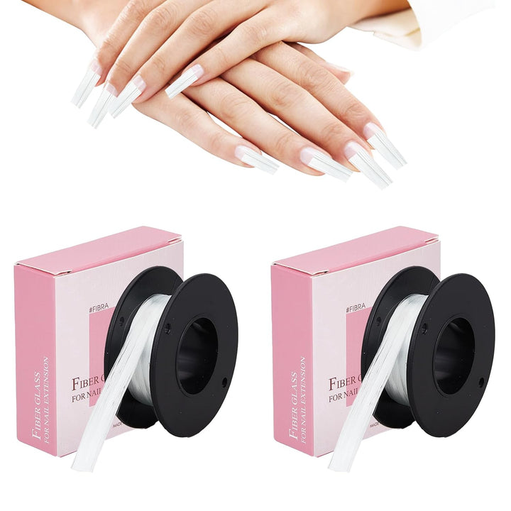 2PCS 3M False Nail Extension Fiber, Nail Extension Fibers Adjustable Shape Nails Lengthening Fibers Tools, DIY Fiberglass Nail Art Makeup Supplies for Home Salon