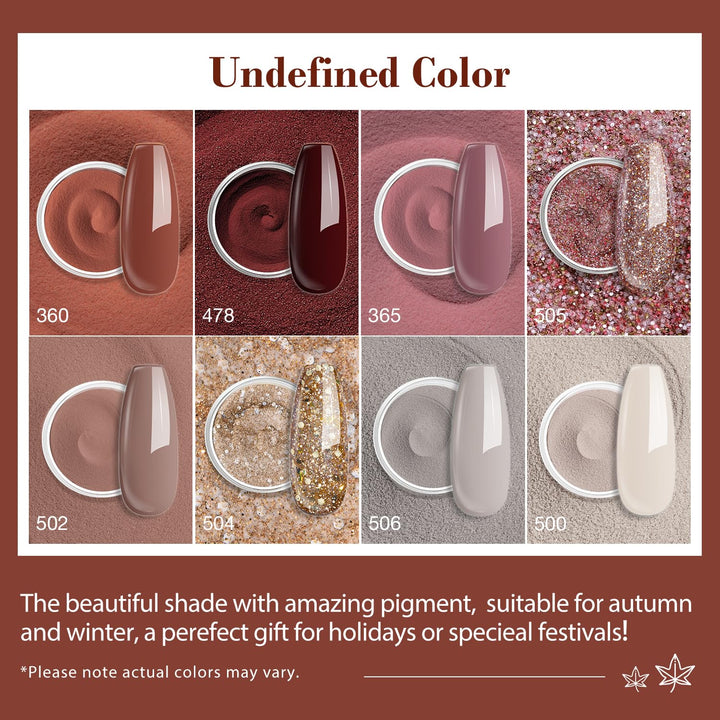 30Pcs Dip Powder Nail Kit Starter with Nail Sticks, 8 Colors Fall Winter Nude Brown Glitter, Dipping Powder Liquid Set with Matte/Base/Top Coat Activator for French Manicure Salon