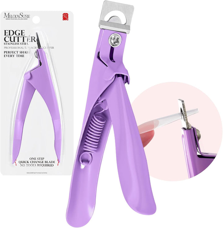 Acrylic Nail Clippers, Professional Nail Clippers Cutters for Acrylic Nails Fake Nail Tips, Adjustable Stainless Nail Trimmer, Manicure Tool for Salon Home Nail Art, Plum