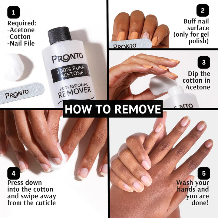 100% Acetone Gel Nail Polish Remover - Gel Polish Remover for Nails | Acetone Nail Polish Remover for Nails for Removal of Glue, Gel, Acrylic & Dip | Gel Polish Remover, 8 Fl Oz