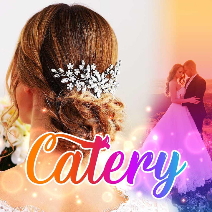 Crystal Bridal Hair Combs Rhinestones Hairpieces Flower Wedding Clips Accessories for Brides and Women Pack of 1(Silver)
