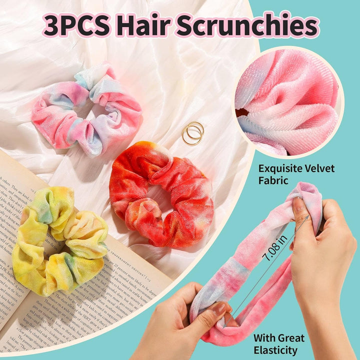 Spa Headband, Makeup and Skincare Headbands, Headband for Washing Face, Face Wash Skin Care Make up Headbands, with Hair Scrunchies, Christmas Gifts for Teens, for Women, Girls