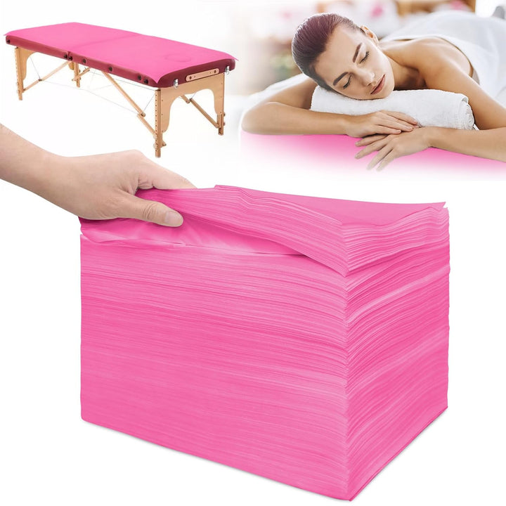 100Pcs Disposable Massage Table Sheets 31.5" X 71" Non-Woven Fabric Bed Covers for Ultimate Hygiene and Comfort in Massage, Tattoo, and Spa Treatments, Breathable and Durable Sheets(White)