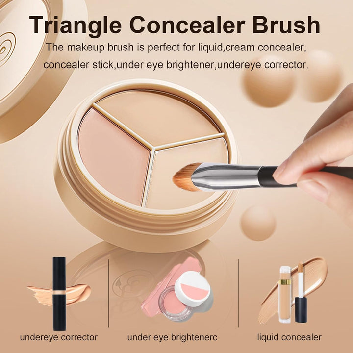 Concealer Brush,Triangle under Eye Makeup Small Foundation Brush Precise Coverage Dark Circles Face Contour Blending Brush