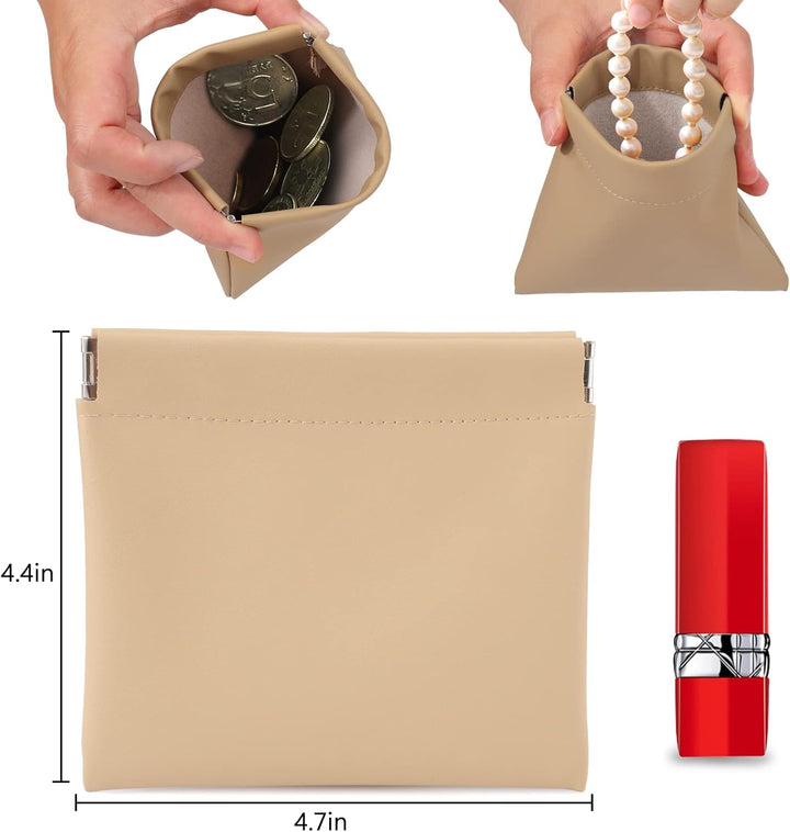 4 PCS Small Makeup Bag for Purse, Mini Portable Cosmetic Bags for Women, Coin Purse Lipstick Cosmetic Accessories Organizer, Small Travel Kit Storage Pouch