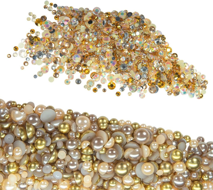 51G White Half Pearls for Crafting 4Mm 5Mm 6Mm 8Mm 10Mm Mix Sizes Pure White Flatback round Beads Charms for Nails Face Eyes Makeup Tumblers Bottles DIY Crafts Bedazzling Clothes Shoes Phones