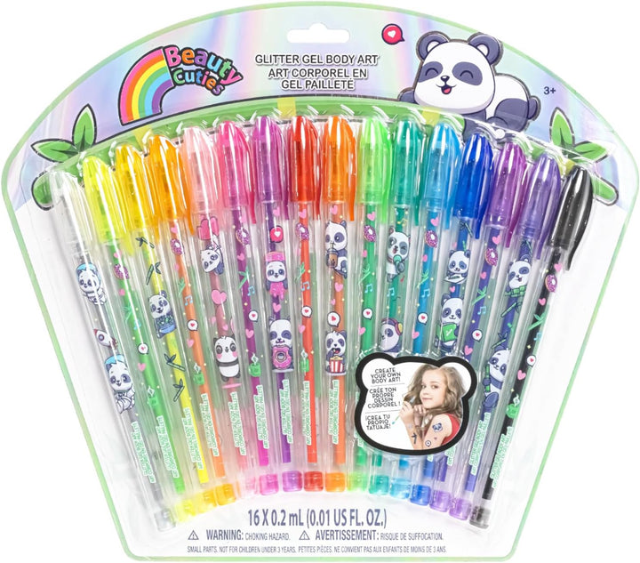 Disney Stitch 16 Piece Glitter Pen Body Art Set, Glittery and Bright Colors, Ages 3+ by