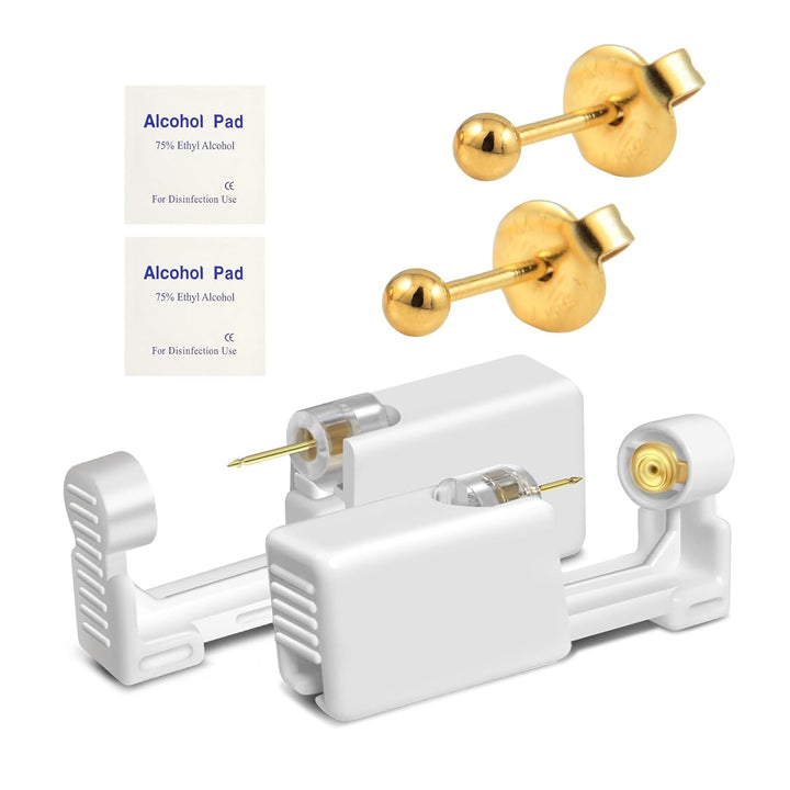 2 Pack Disposable Ear Piercer Safe Piercing Ear at Home Self Use Ear Piercing Gun Kit for Girl Women with Sterilized Ear Stud（205#）