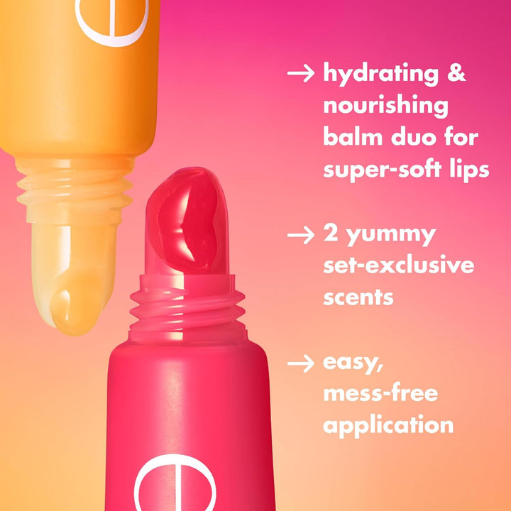 Squeeze Me More Lip Balm Duo, Moisturizing Balm for a Sheer Tint of Color, Made with Hyaluronic Acid, Vegan & Cruelty-Free, Mango & Watermelon