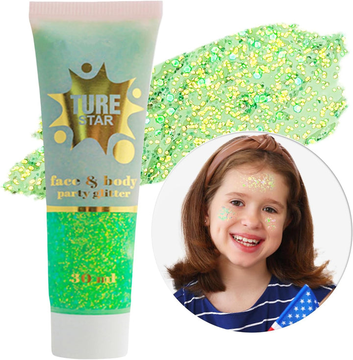 Gold Face Body Glitter,Mardi Gras Glitter Makeup Gold Face Paint,Holographic Chunky Sequins Glitters for Eye Lip Hair Nails,Festival Rave Accessories,52G