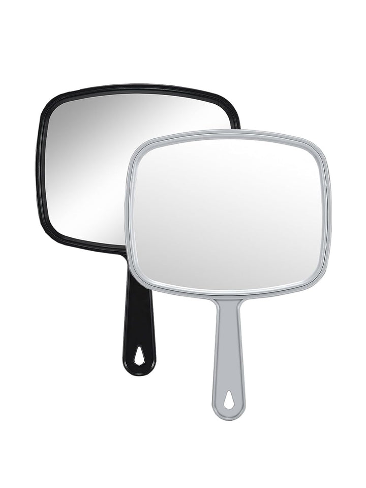 Hand Mirror Salon Barber Hairdressing Handheld Mirror with Handle (Square Pink 7.4 X 10.3 Inches)