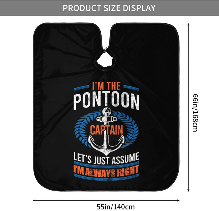 Retro Pon-Toon Boat Cap-Tain Owner Boa-Ting Funny Gifts Professional Salon Cape with Snap Closure for Hair Cutting Barber Hairdressing 55 X 66 Inches
