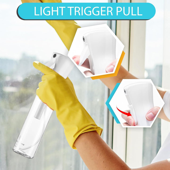 Spray Bottle for Hair (10.1Oz/300Ml) - Powered by Flairosol® Spray Technology - Continuous Ultra Fine Mist Sprayer – for Hairstyling, Cleaning, Salons, Plants, Essential Oil & More - White