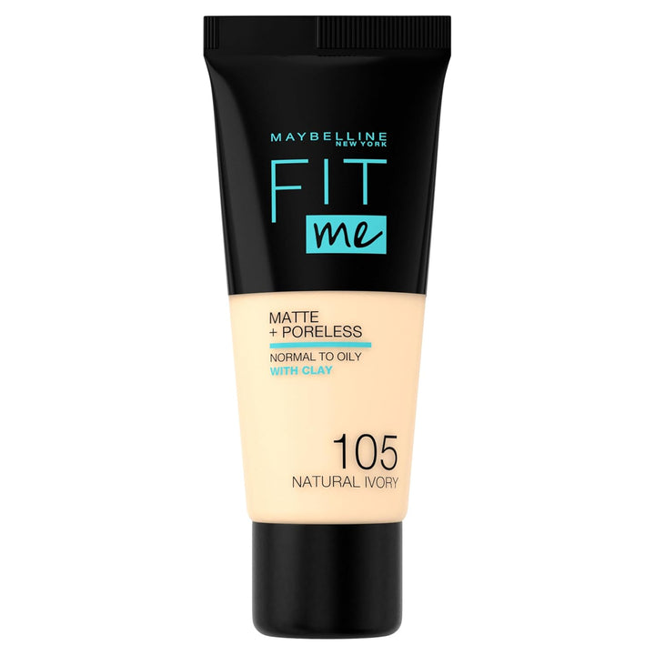 Fit Me Matte + Poreless Liquid Oil-Free Foundation Makeup, Classic Ivory, 1 Count (Packaging May Vary)