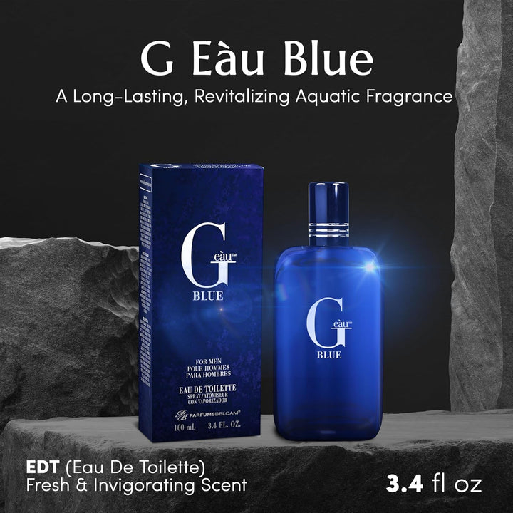G Eau Blue Eau De Toilette Spray – Men’S Cologne, Long-Lasting Summer Fragrance for Men and Teen Boys, Perfume Para Hombre – 3.4 Fl Oz – Fresh Blue Scent