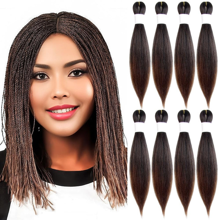 Purple Braiding Hair 20 Inch Pre Stretched Hair Long Straight Crochet Braids Yaki Texture Synthetic Fiber 4 Packs (Dark Purple)