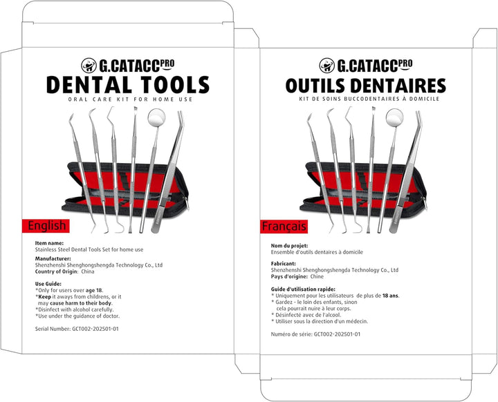 Dental Tools, Dental Pick Teeth Cleaning Tools Hygiene Kit, Plaque Remover for Teeth, Professional Stainless Steel Tooth Scraper Plaque Tartar Cleaner - with Case