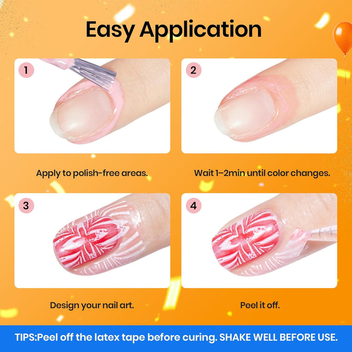 Beetles Liquid Latex for Nail 15Ml - Peel off Nail Polish Cuticle Guard with Plastic Nail Care Stick Halloween Nails Design Air-Dry Liquid Latex Barrier for Protector Fingers