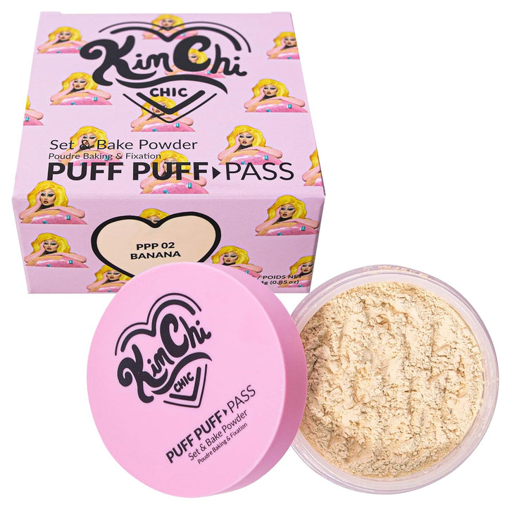 Beauty Puff Puff Pass Set and Bake Setting Powder for Makeup, Extra Fluffy Loose Face Powder Poof, Soft Natural Face Makeup for Uneven Skin Tone, 03 Translucent