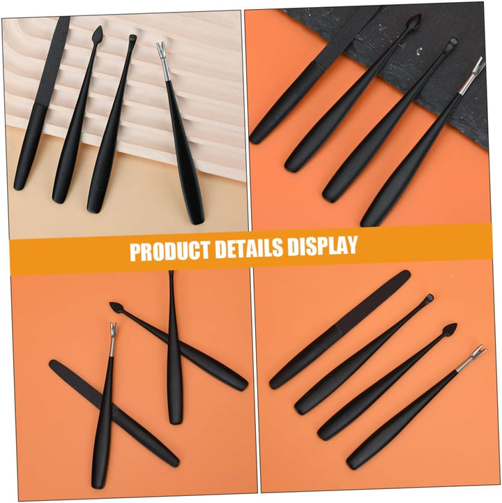 Stainless Steel Cuticle Trimmer Tool Kit 4-Piece Nail Care Set for Manicure and Pedicure Includes Dead Skin Forks and Cuticle Pusher Suitable for Home and Professional Use
