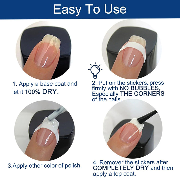 36 Sheets 1368 Pieces French Manicure Nail Art Stickers, 3 Designs Self-Adhesive Nail Tips Guides for DIY Decoration Stencil Tools (3 Moon Shape Design, 36 Sheets)