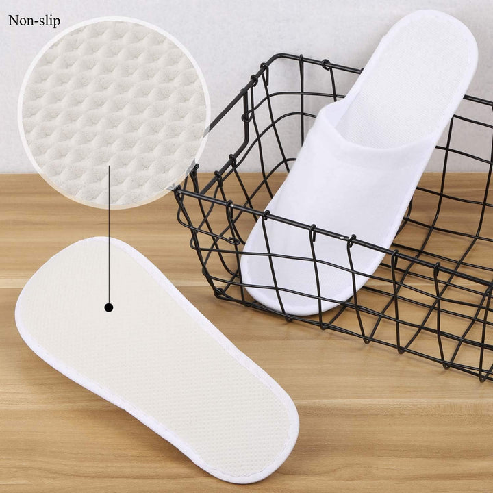 24 Pairs Spa Slippers Flip Flops Disposable Slippers for Hotel Guests Women Men Closed Toe Super Comfort White