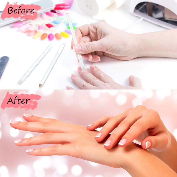 1 Piece Nail Whitening Pencil 2-In-1 White Nail Pencil DIY Design Manicure with Cuticle Pusher