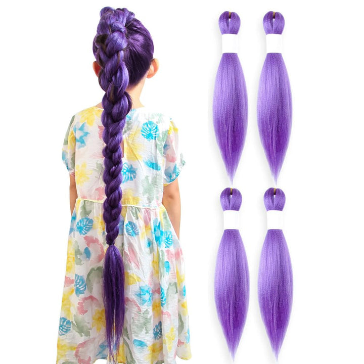 Purple Braiding Hair 20 Inch Pre Stretched Hair Long Straight Crochet Braids Yaki Texture Synthetic Fiber 4 Packs (Dark Purple)