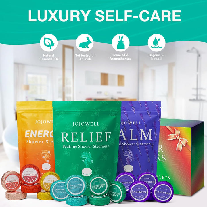 Shower Steamers Aromatherapy - 18 Pack Birthday Gifts for Women, Self Care, Christmas Gifts Stocking Stuffers for Adults, Women, Men, Mom, Teens, White Elephant, Relaxation Home SPA