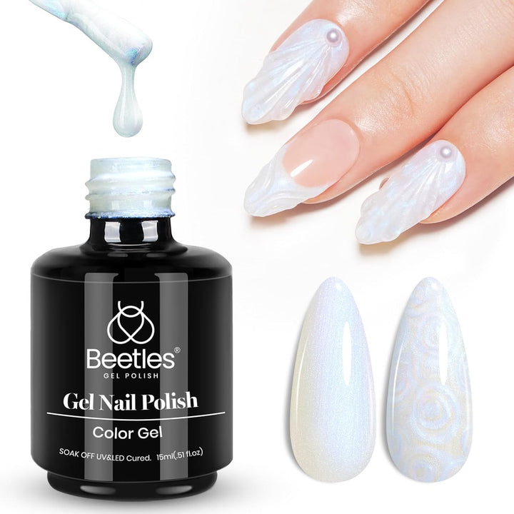 Beetles White Gel Nail Polish Black Gel Polish Kit 2 Pcs 15Ml Black and White Polish French Nails Soak off Led Nails Art Manicure Salon Diy at Home