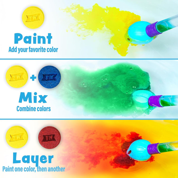 ® Bath Color Brush™ Kids Bath Bomb Set | Nontoxic & Fragrance-Free | Use Brush to Paint Water with Vibrant, Fizzing Colors | Fun Bathbombs for Kids Bath | Creative Bathtub Toys for Toddlers