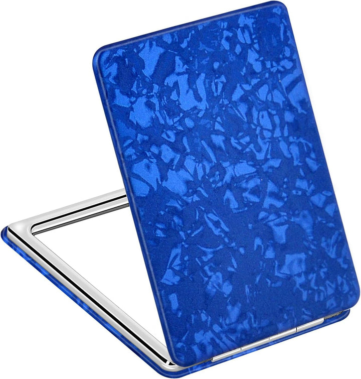 Compact Vanity Mirror for Men, Black, Travel Makeup Mirror for Handbag Pocket Wallet, Portable Double-Sided Magnifying Cosmetic Mirror for Daily, Work, Business