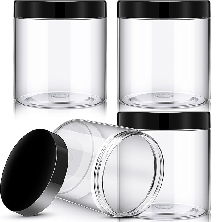4 Pieces round Wide-Mouth Leak Proof Plastic Container Jars with Lids for Travel Storage Makeup Beauty Products Face Creams Oils Salves Ointments DIY Making(1 Ounce,White)